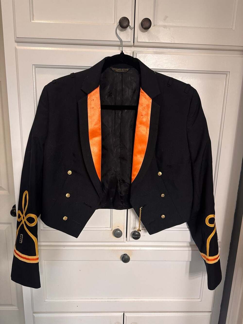 Vintage Marlow White US Army Officer Mess Dress Blue Jacket Armor Orange Trim